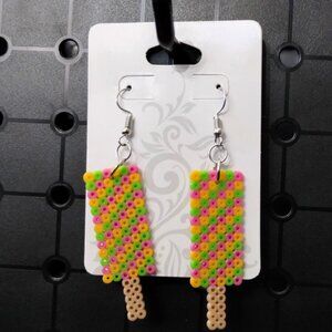 Pastel Popsicle Earrings Perler Beads / Hama Beads / Fuse Beds .  Hand Made #fun